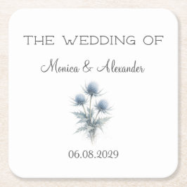 Porta-copo De Papel Quadrado Thistle Floral Scottish Scotland Wedding