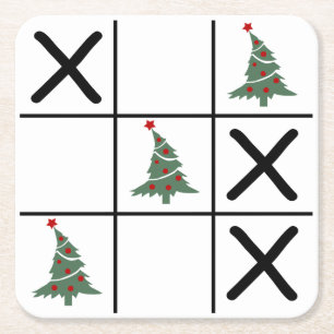Porta-copo De Papel Quadrado Tic Tac Toe Natal