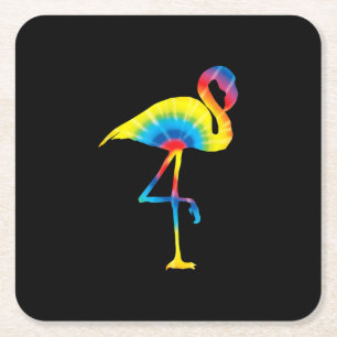 Porta-copo De Papel Quadrado Tie Dye Flamingo Rainbow Impressão Bird Animal Hi