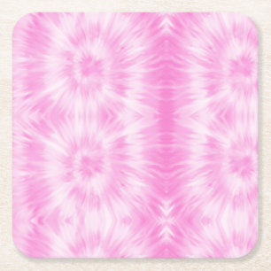 Porta-copo De Papel Quadrado Tiedye Pink Spiral Hippie Tie Dye