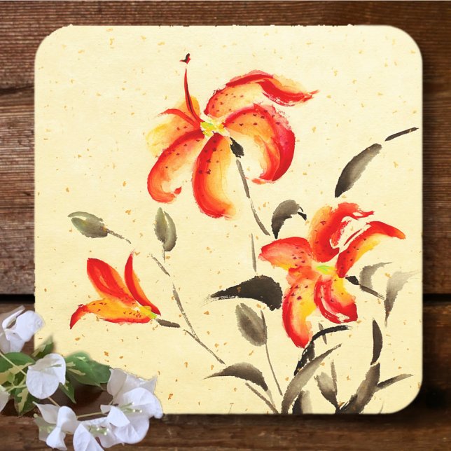 Porta-copo De Papel Quadrado Tiger Lily - Vermelho (Criador carregado)