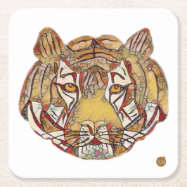 Porta-copo De Papel Quadrado Tiger's Face Square Paper Coaster