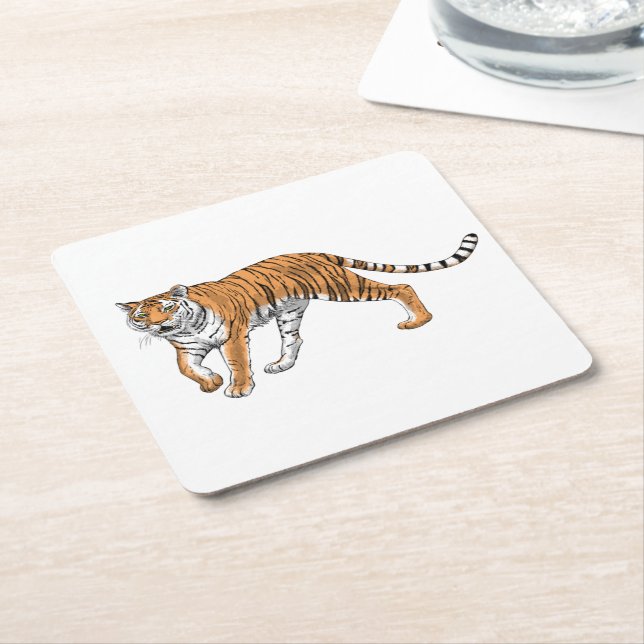Porta-copo De Papel Quadrado Tigre 2 (Inclinado)