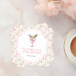 Porta-copo De Papel Quadrado "Tini Bit Older Martini Coquette Birthday<br><div class="desc">Este convite sofisticado e agradável mostra um adorável design floral, cor-de-rosa e branco, ideal para uma refinada reunião de aniversário. A adição de um martini com arco traz um toque de elegância e estabelece uma atmosfera química para o evento. A frase "Tini mais velho" sugere um tema lúdico e flertante,...</div>