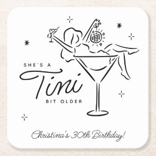 Porta-copo De Papel Quadrado Tini Bit Older Whimsical Martini Birthday