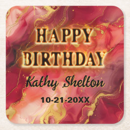 Porta-copo De Papel Quadrado Tinta de álcool Dourada, vermelha e quente