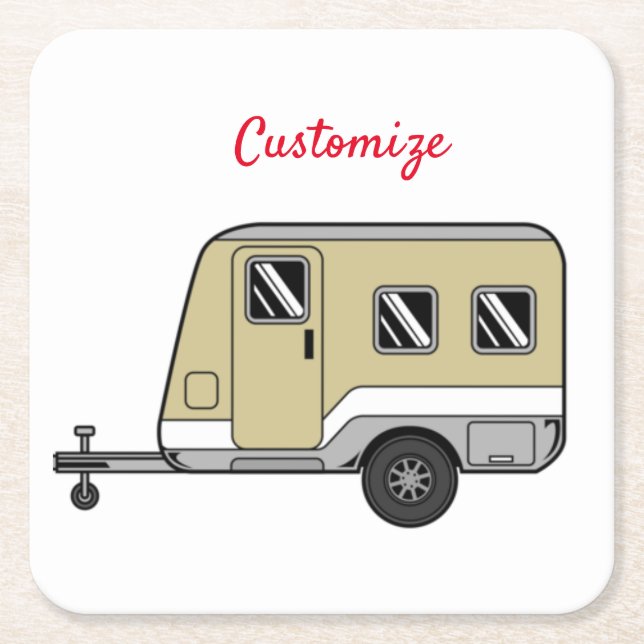 Porta-copo De Papel Quadrado Tiny Tan Caravan Camper Thunder_Cove (Frente)
