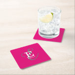 Porta-copo De Papel Quadrado Típica de Monograma Personalizada, Rosa Quente<br><div class="desc">É tudo sobre você com esta bela porta copos de papel. Ele tem uma elegante representação na moda do seu nome e monograma com sorifes clássicos e uma tipografia de script mais ornamentado em uma simetria equilibrada. Os três elementos se combinam com uma sofisticada harmonia e criam seu próprio logotipo...</div>