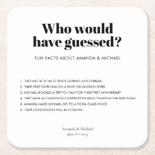 Porta-copo De Papel Quadrado Típica Moderna Fatos de Casamento Branco Negro