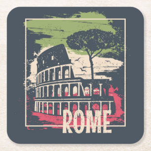 Porta-copo De Papel Quadrado Tipografia de Roma: Poster da Torre Eiffel.