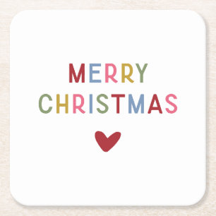 Porta-copo De Papel Quadrado Tipografia Moderna e Minimalista Feliz Natal