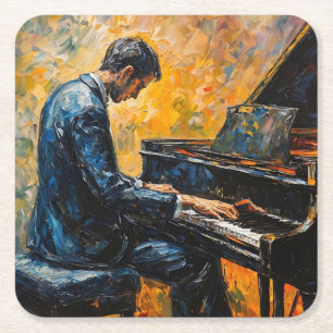 Porta-copo De Papel Quadrado Toca Piano - Pintura a Óleo