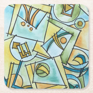 Porta-copo De Papel Quadrado Todas as Formas e Tamanhos-Pintado à Mão Moderno G