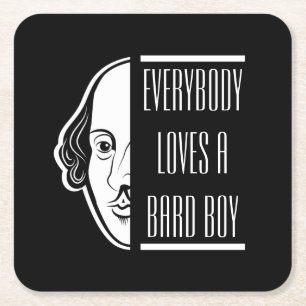 Porta-copo De Papel Quadrado Todos Amam um Rapaz do Bard Shakespeare Ator Dramá