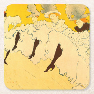Porta-copo De Papel Quadrado Tolouse-Lautrec Dancing Girls Yellow Poster Art