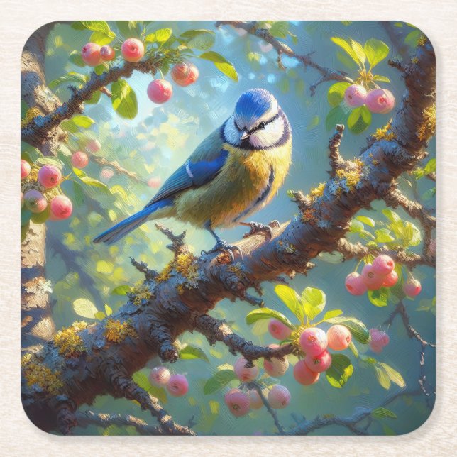 Porta-copo De Papel Quadrado Tom Azul 1 (Frente)