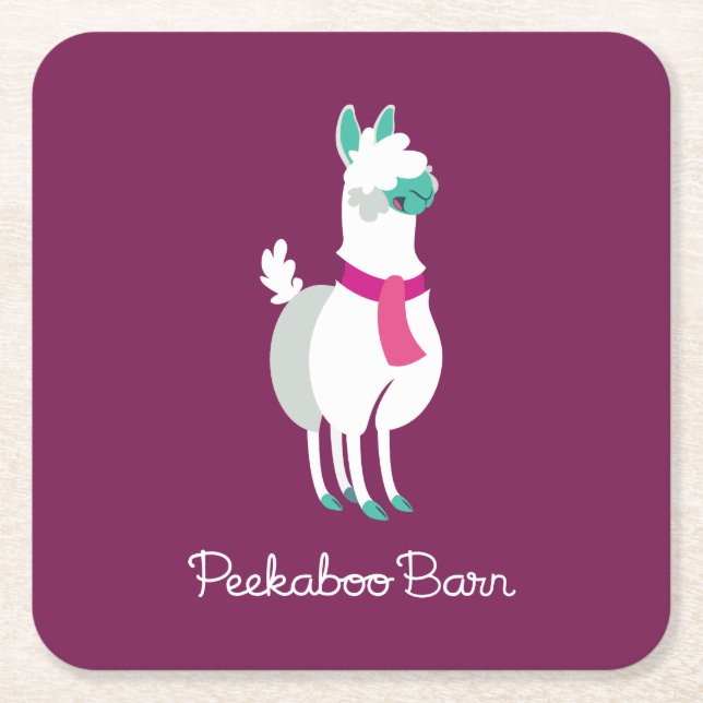 Porta-copo De Papel Quadrado Tommy o lama (Frente)