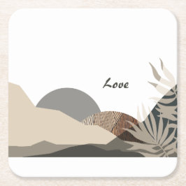 Porta-copo De Papel Quadrado Tons de Terra Minimalistas Boho "Amor"