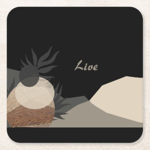 Porta-copo De Papel Quadrado Tons de Terra Minimalistas Boho "Vivo" 