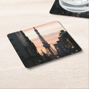 Porta-copo De Papel Quadrado Torre de Tóquio Sunrise 東 京 タ ワ の 出