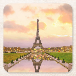 Porta-copo De Papel Quadrado Torre Eiffel no nascer do Sol a partir de Fontes T