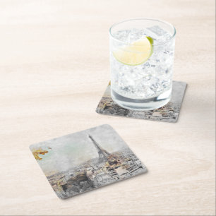 Porta-copo De Papel Quadrado Torre Eiffel Paris Quadrado Apoio de Papel para Co