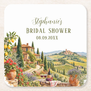 Porta-copo De Papel Quadrado Toscana Itália Citrino Mediterrâneo Chá de noiva
