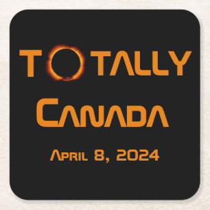 Porta-copo De Papel Quadrado Totalmente Canadá 2024 Eclipse Solar