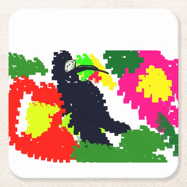 Porta-copo De Papel Quadrado Toucan Summer (Frente)