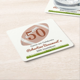 Porta-copo De Papel Quadrado Touchdown 50 Engraçado Futebol 50º aniversário