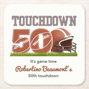 Porta-copo De Papel Quadrado Touchdown Cinquenta Aniversário de 50 Anos Engraça