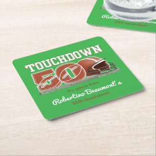Porta-copo De Papel Quadrado Touchdown Cinquenta Aniversário de 50 anos engraça