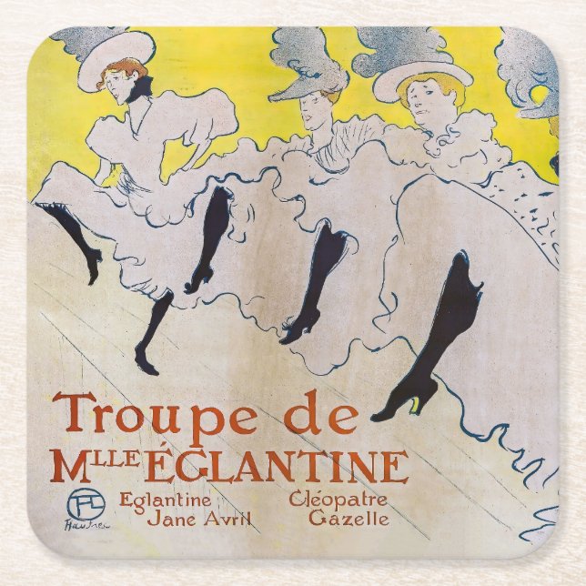 Porta-copo De Papel Quadrado Toulouse-Lautrec - Troupe de Mlle Eglantine (Frente)