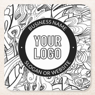 Porta-copo De Papel Quadrado Trabalho de arte de linha moderna e seu logotipo c