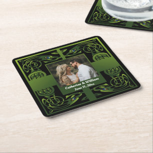 Porta-copo De Papel Quadrado Tradicional Green Irish Celtic Design