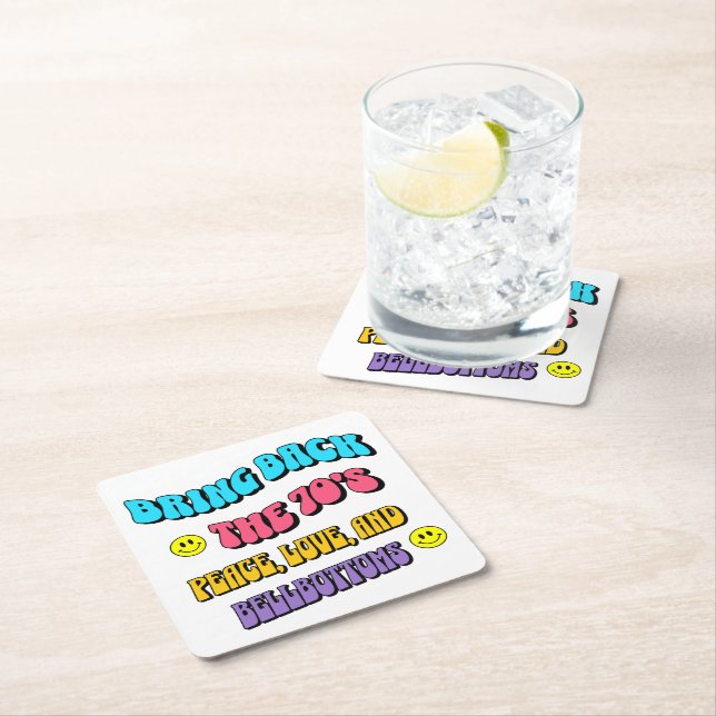 Porta-copo De Papel Quadrado Traga de volta os anos 70 (Insitu)