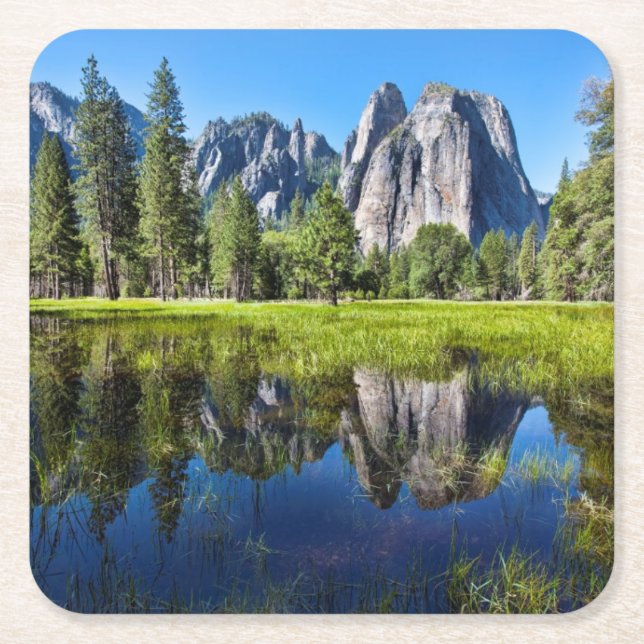 Porta-copo De Papel Quadrado Tranquilidade em Yosemite (Frente)