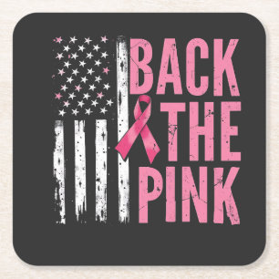 Porta-copo De Papel Quadrado Traseira do Mês de consciência do câncer de mama r