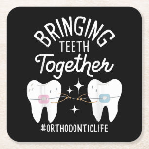Porta-copo De Papel Quadrado Trazendo Dentes Juntos - Ortodontista 