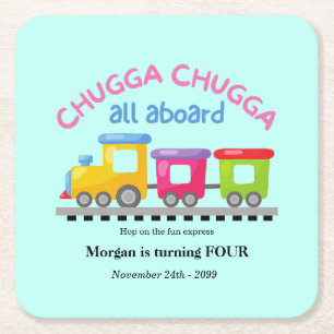 Porta-copo De Papel Quadrado Trem Chugga Choo Cartoon Aniversário para Todas as