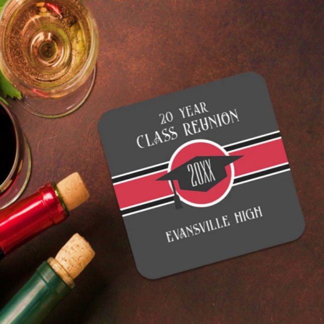 Porta-copo De Papel Quadrado Trending! Nova festa de reunião de classe (Criador carregado)