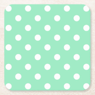 Porta-copo De Papel Quadrado Trendy Mint Green White Dotant Vintage