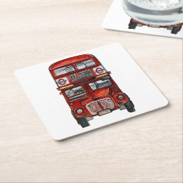 Porta-copo De Papel Quadrado Três Ônibus