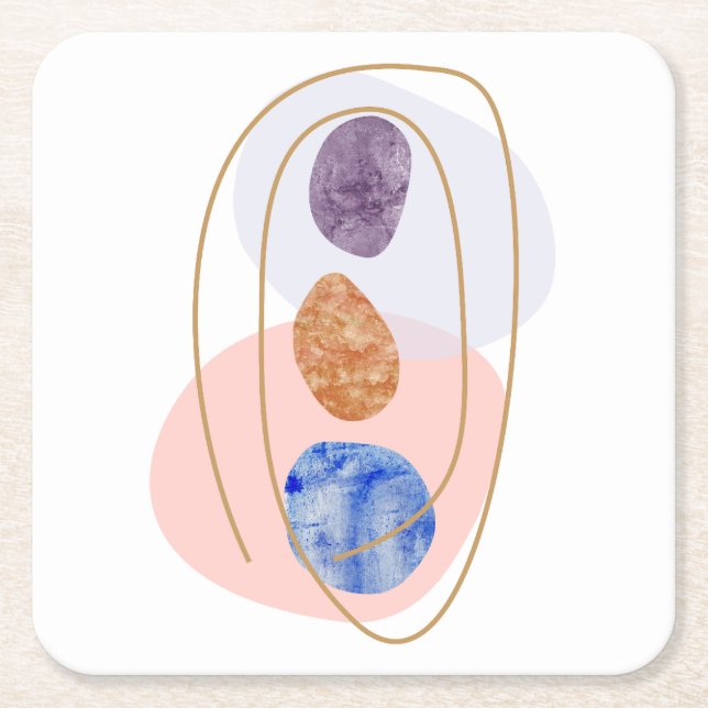 Porta-copo De Papel Quadrado Três pedras (Frente)