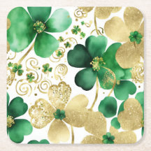 Trevo do Dia de São Patrício Verde e Dourado