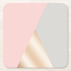 Porta-copo De Papel Quadrado Triângulos geométricos cor-de-rosa, cinza e rosa