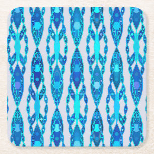 Porta-copo De Papel Quadrado Tribal Batik - Cinzas Azul e Prata de Sapphire