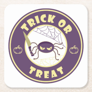 Porta-copo De Papel Quadrado Trick or treat halloween aranha Starbucks estilo