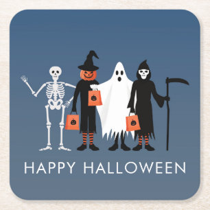 Porta-copo De Papel Quadrado Trick or Treaters Halloween