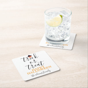 Porta-copo De Papel Quadrado Trick ou Tratar Halloween de Script Moderno